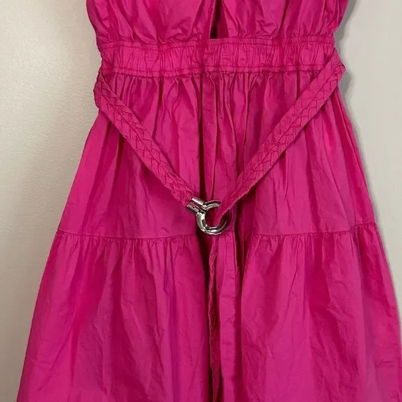 Derek Lam 10 Crosby Finn Ruffle Wrap Tiered Mini Shift Dress in Magenta Size 8 - Picture 5 of 11